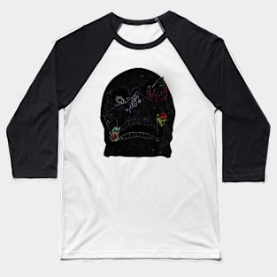 Skull and flowers Baseball T-Shirt